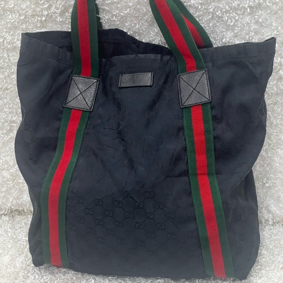 Gucci Black GG Canvas Original Web Tote - Picture 1 of 15